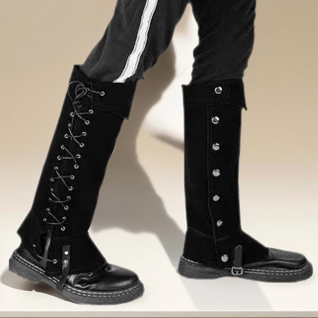 Cubrebotas Pirata Medieval – 1 Par De Polainas Con Cierre De Botón De Poliéster, Para Cosplay, Halloween Y Fiestas Renacentistas En Negro