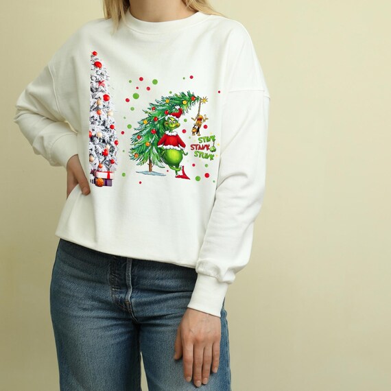 Grinch Weihnachtsbaum Crewneck Sweatshirt, Weihnachten Hoodie