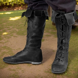 Halloween Viking Boots,Men&#39;s Medieval Renaissance Boots,LARP Renaissance Leather Boots - Ren Faire Medieval Boots Cosplay