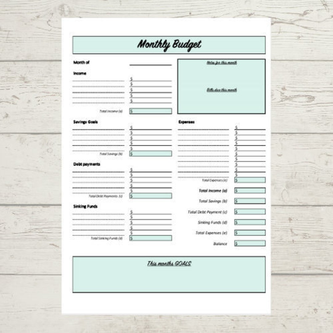Monthly Budget Template - Etsy