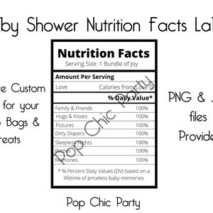 Party Favor Custom Label Water Bottle Label Custom Favors Printable Chip Bag Aunt Nutrition Facts Label Candy Label