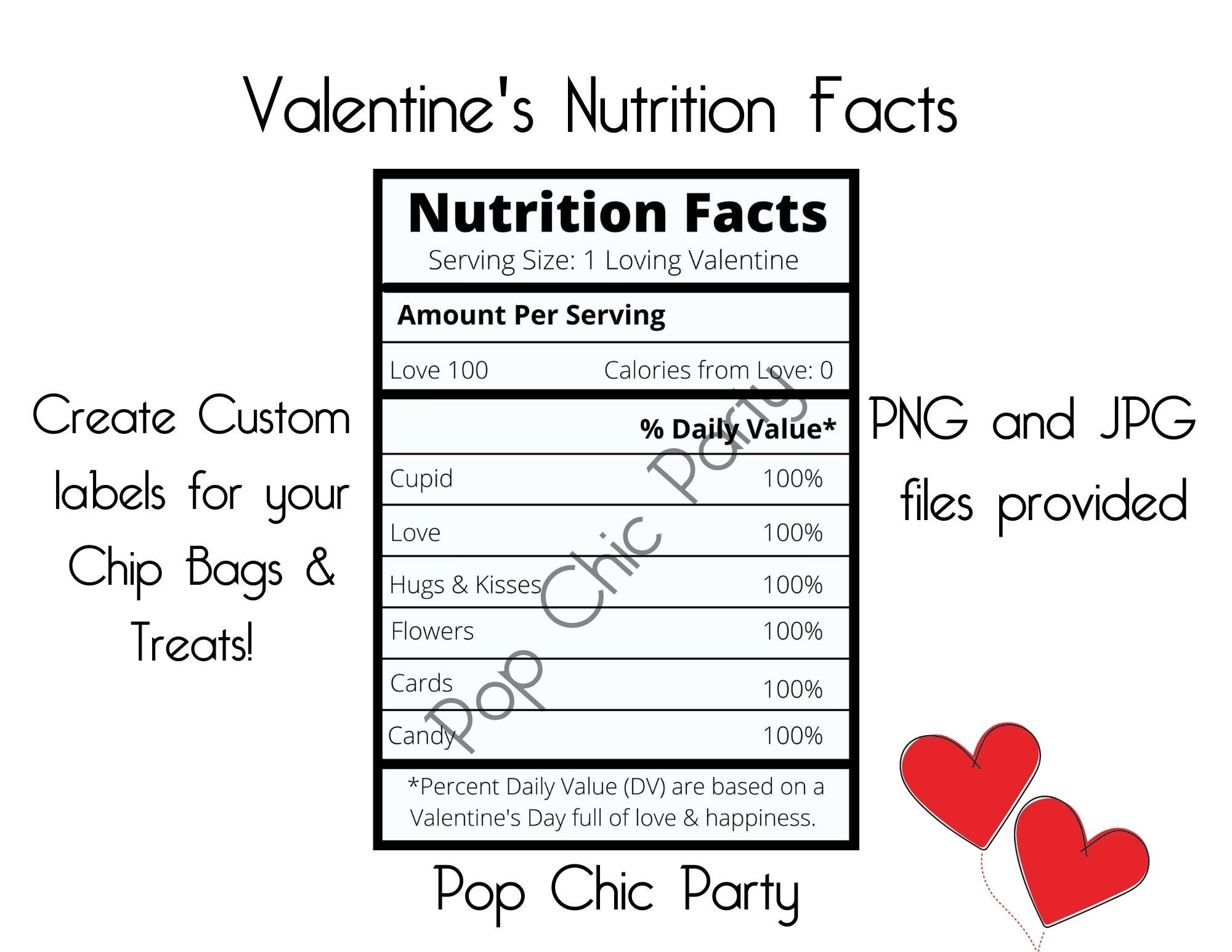 Valentine's Day Nutrition Facts Etsy