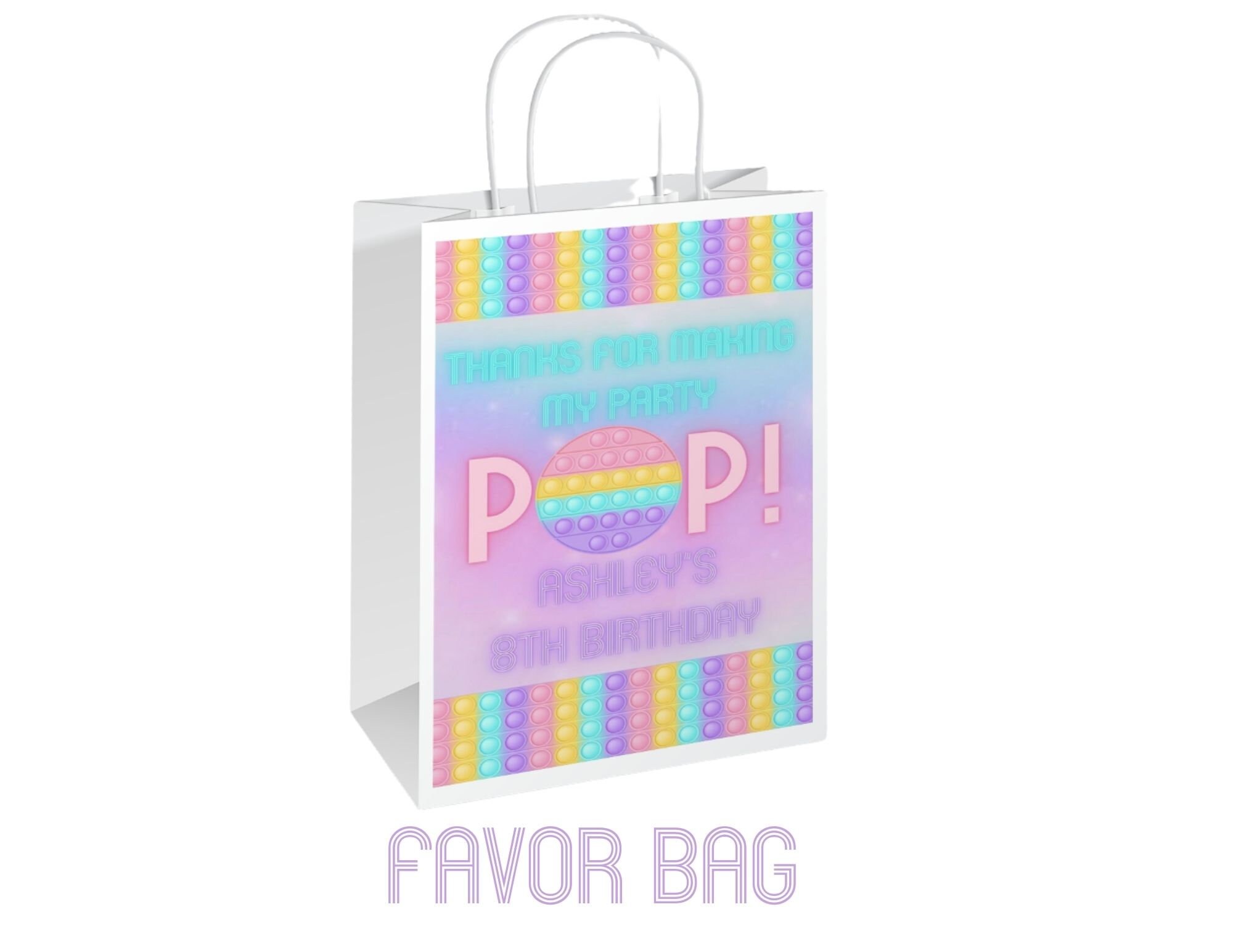 Pop It Party Favor Bundlechip Bagwater Bottle Labelrice Etsy