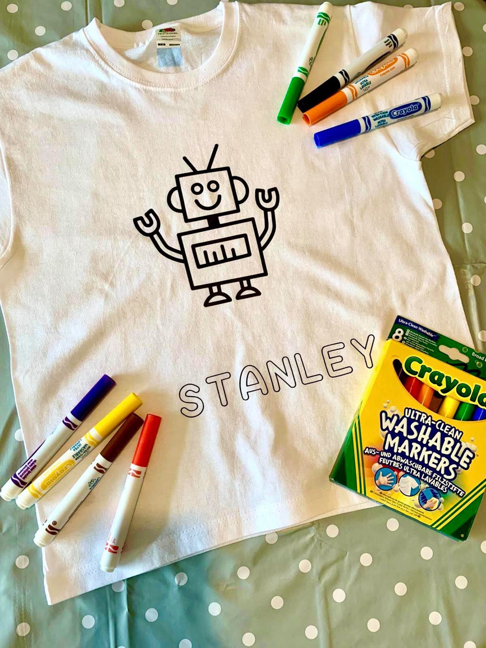 Colouring in Tshirt with Markers Washable Personalised Kids Etsy
