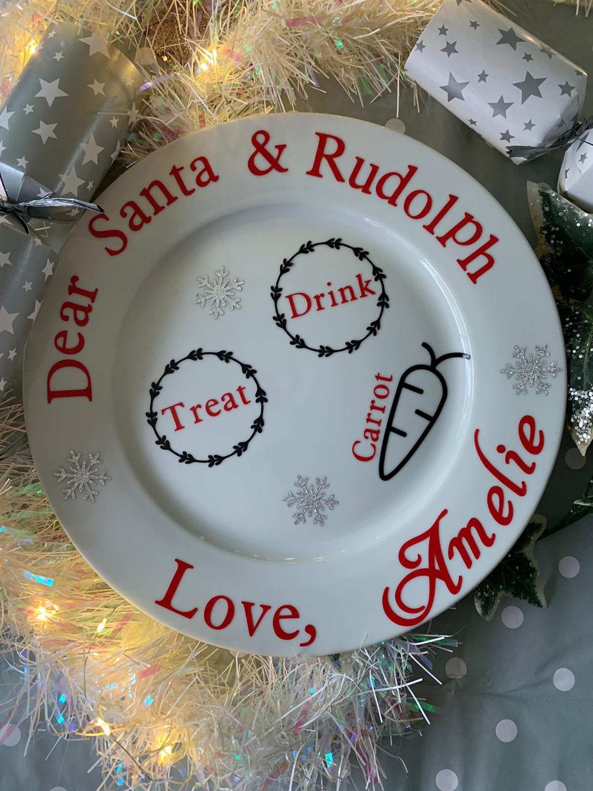 Christmas Eve plate Santa treat Plate Rudolph Treat Plate Etsy