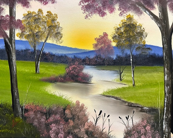 Original Oil Painting | A Peaceful Autumn Stream | 16 x 20 Stretched Canvas | Wall Art | Great for Gifts | Large Landscape Painting