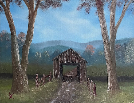 Original Oil Painting | The Old Wooden Bridge | 16 x 20 Stretched Canvas | Landscape Wall Art | Great for Gifts | Large Landscape Painting