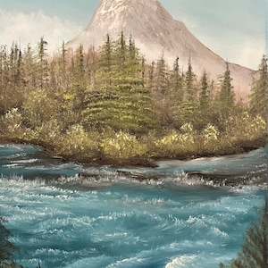 Original Oil Painting | Mountain River | 16 x 20 Stretched Canvas | Landscape Wall Art | Great for Gifts | Large Landscape Painting