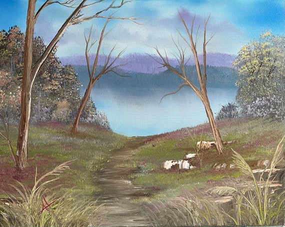 Original Oil Painting | Autumn Lake | 16 x 20 Stretched Canvas | Landscape Wall Art | Great for Gifts | Large Landscape Painting