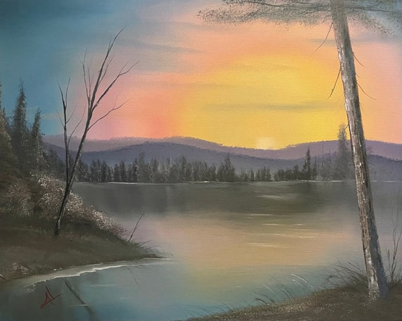 Original Oil Painting | A Glorious Sunset | 16 x 20 Stretched Canvas | Landscape Wall Art | Great for Gifts | Large Landscape Painting