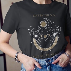 Live By the Sun Love By the Moon Bohemian Mystic Celestial Tshirt Soft Unisex Spacecore Astrology Witchy Dark Academia Esoteric Shirts Pagan