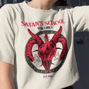 Satans School for Girls funny Tshirt Witchcraft Edgy Trendy Goth Grunge Aesthetic Alternative Clothing
