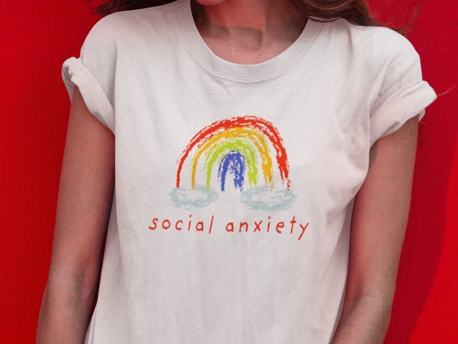 Social Anxiety Tshirt Retro Rainbow Anxiety Tee Shirts Social Anxiety Tshirt Retro Rainbow Anxiety Tee Shirts