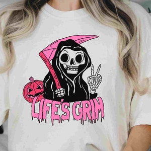 Pastel Goth Clothing Cute Aesthetic Skeleton T shirt Funny Halloween Shirt Edgy Womens Clothing Punk Aesthetic Grunge Shirt Grim Reaper