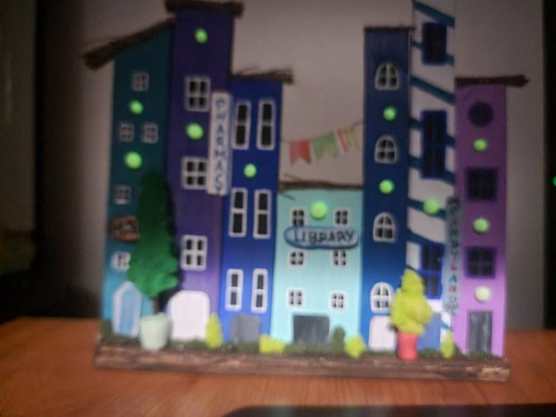 Wood Blocks Handmade Hippie Boho Shelf Sitter Decor Mini City Etsy