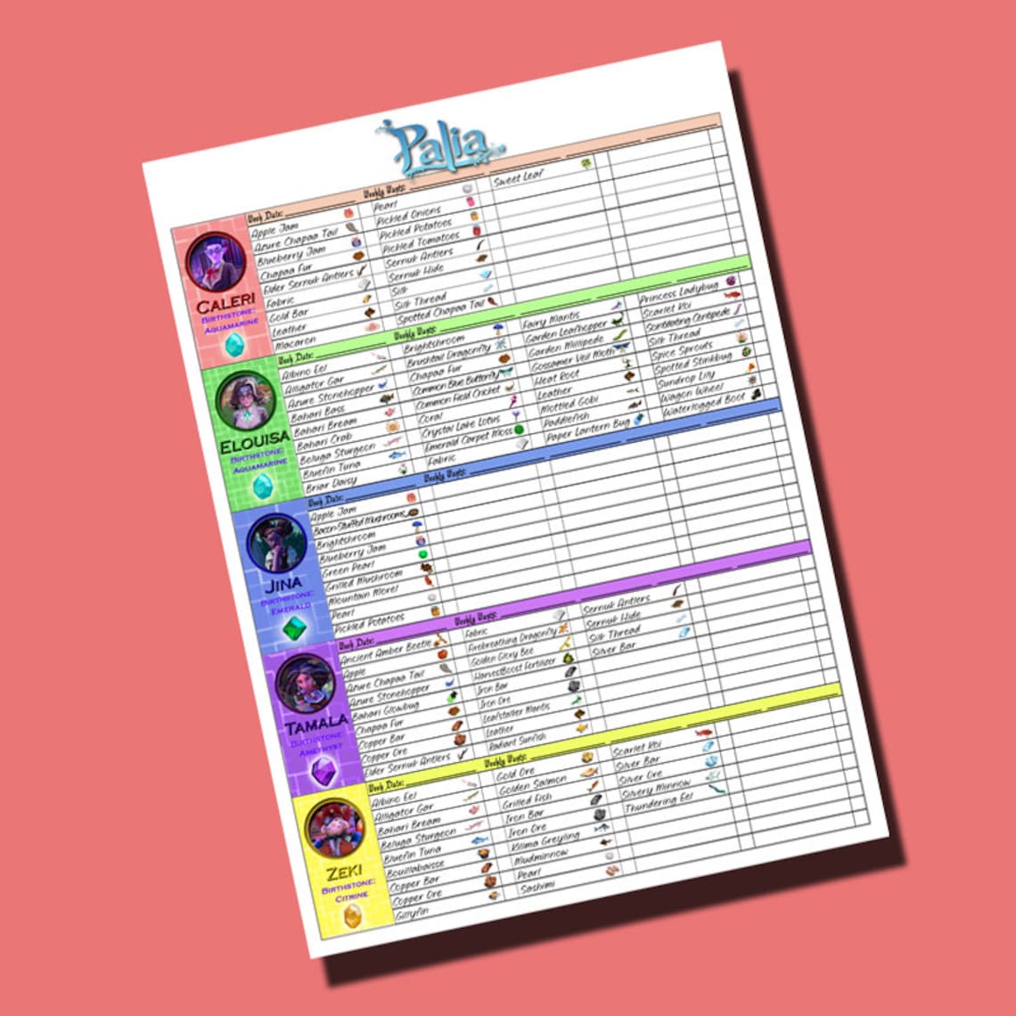 Palia Gift Guide Ultimate Gifts Guide and Tracker for All Villagers