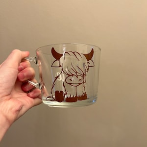 Highland Cow Personalised Glass Mug and Coaster