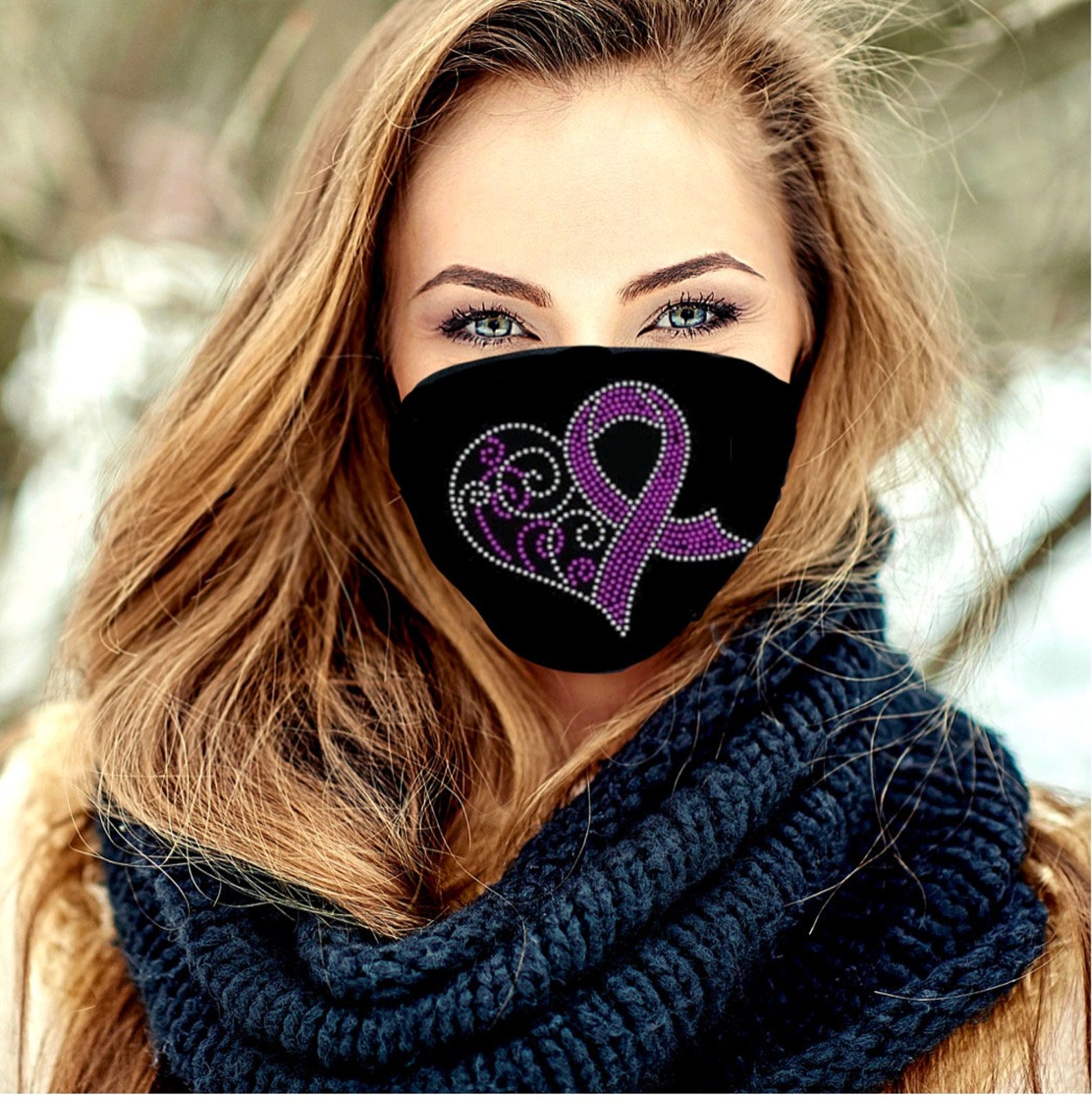 Breast Cancer Awareness Cotton Face Mask With Filter Pocket Etsy