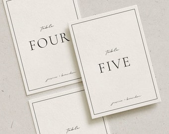 Custom Personalized Table Number, Elegant Modern Reception Decor, Simple Minimalist Wedding Table Card, Stationery Table Setting Number