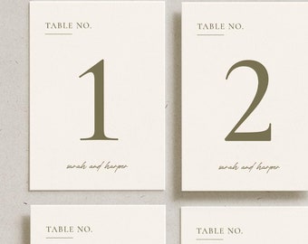 Custom Personalized Table Number, Elegant Modern Reception Decor, Simple Minimalist Wedding Table Card, Stationery Table Setting Number