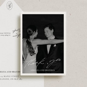 Cartes de remerciement IMPRIMÉES, mariage moderne, mariage minimaliste, carte de remerciement photo