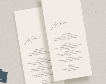 Custom Menu Wedding Modern Card, Elegant Personalized Reception Decor, Simple Minimalist Template, Printed Dinner Menu, Table Place Setting