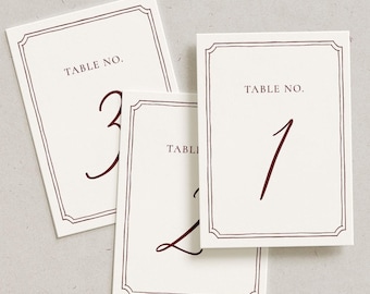 Custom Personalized Table Number, Elegant Modern Reception Decor, Simple Minimalist Wedding Table Card, Stationery Table Setting Number