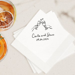 Hand Drawn Doodle, Custom Personalized Wedding Napkins, Elegant Modern Cocktail Serviettes, Luncheon, Customizable Elegant Bar Napkin, Party