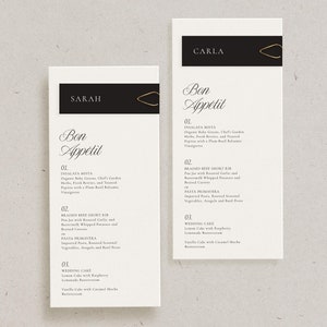 Carte de lieu et menu de mariage personnalisés Old Money, décoration de réception personnalisée, modèle simple et élégant, couvert de table pour menu de dîner imprimé