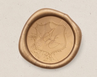 Custom Wax Seals, Elegant Wax Seals, Monogram Wax Seals, Self-Adhesive Wax Seals, Wedding Wax Seals, Round Wax Seals, Champagne Wax Seal