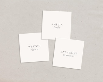 Custom Personalized Wedding Place Cards, Elegant Modern Name Cards, Simple Minimalist Escort Cards, Seating Name Tags, Customizable