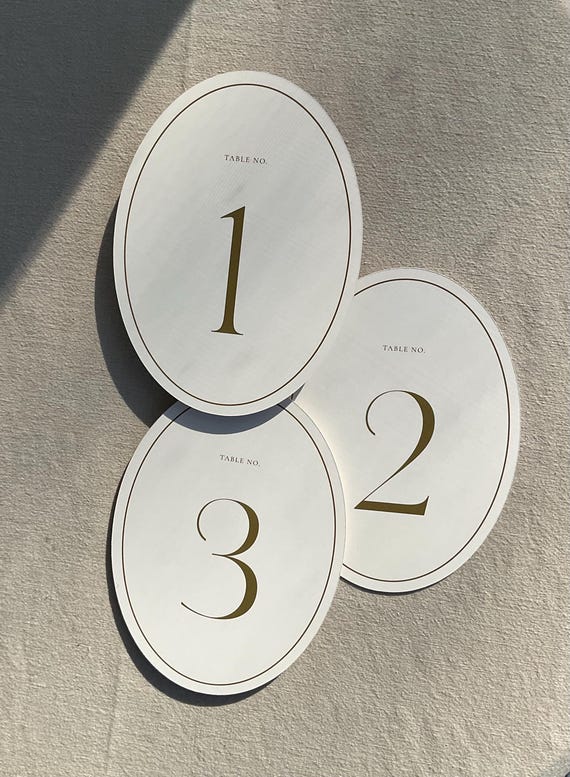 Oval Table Number, Printed Elegant Modern Reception Decor, Simple Minimalist Wedding Table Card