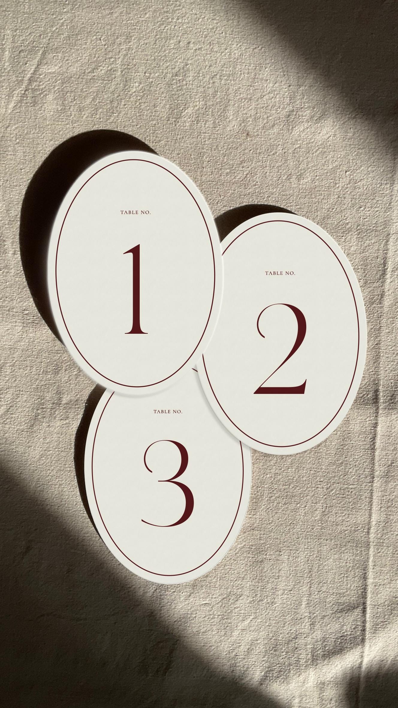 Oval Table Number Card