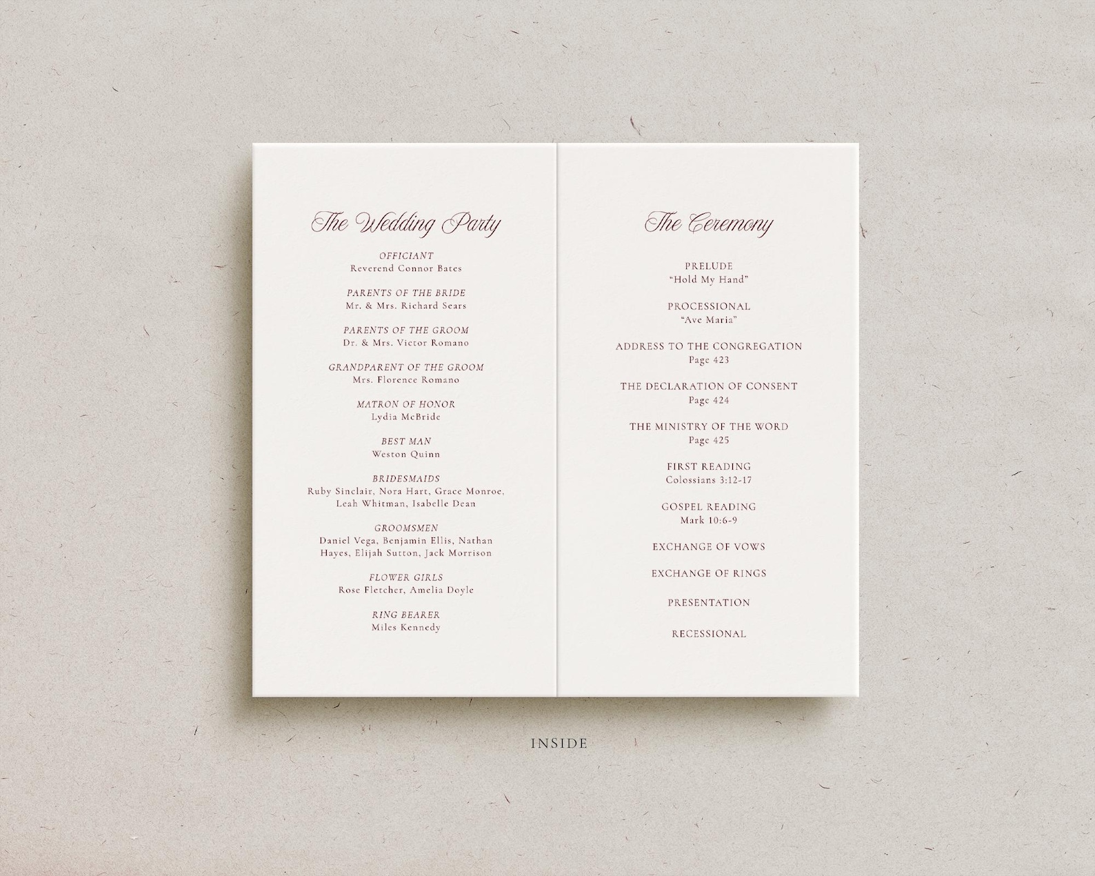 Old Program Template Old Money Ceremony Programs, Folded Elegant Personalized Programs ...