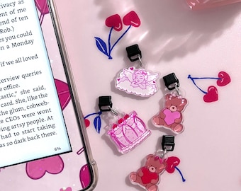 Valentine Kindle Charms- USB C charms- IPhone Charms- Cute accesory- Dust Plug- Ereader Accessory- Apple dust plug- phone accessories