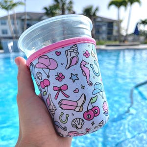 Coastal Cowgirl Iced Coffee Sleeve- 16oz Drink Sleeve- 22 oz Iced Coffee Sleeve