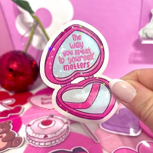 Heart Mirror water resistant Sticker: Positive Affirmation Laptop Decal
