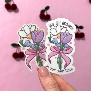 Flower Bouquet with Bow Sticker-Kindle Sticker- Laptop sticker- Waterproof Sticker- Cute Sticker- Kindle Sticker- Unique Gift