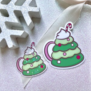 Candy Cane Christmas Tree Mug Vinyl Sticker- Laptop Sticker- Waterbottle Sticker- Waterproof Sticker-Pinkmas - Holiday sticker