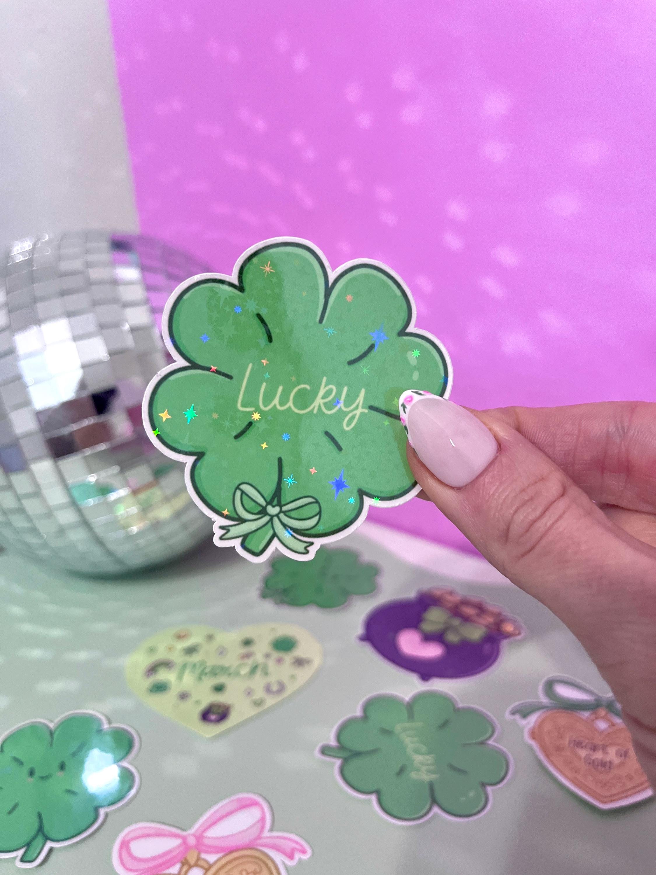 Lucky Four Leaf Clover Sticker: Water Resistant Laptop Decal - Etsy