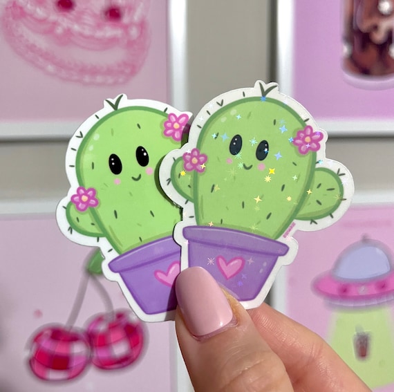 Cute Cactus Sticker- Laptop Sticker- Waterbottle Sticker- water resistant Sticker - Unique Gift