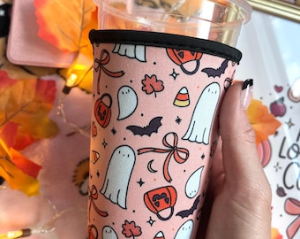 Halloween Bow Iced Coffee Sleeve: Reusable