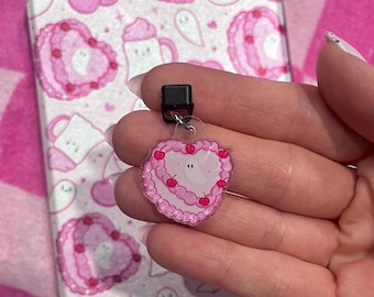 Boo Cake Kindle Charm- USB C charms- IPhone Charms- Cute accesory- Dust Plug- Ereader Accessory- Apple dust plug- phone accessories