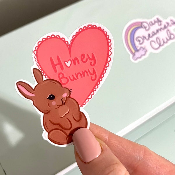 Honey Bunny Vinyl Sticker- Laptop Sticker- Waterbottle Sticker- Waterproof Sticker- Cute Sticker-Unique Gift