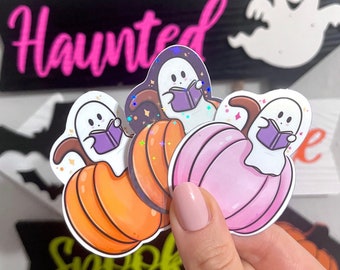 Sticker vinyle fantôme lecture – Sticker Halloween livresque résistant à l'eau