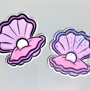 Oyster Shell Vinyl Sticker - Laptop Sticker- Waterbottle Sticker- Waterproof Sticker - Unique Gift