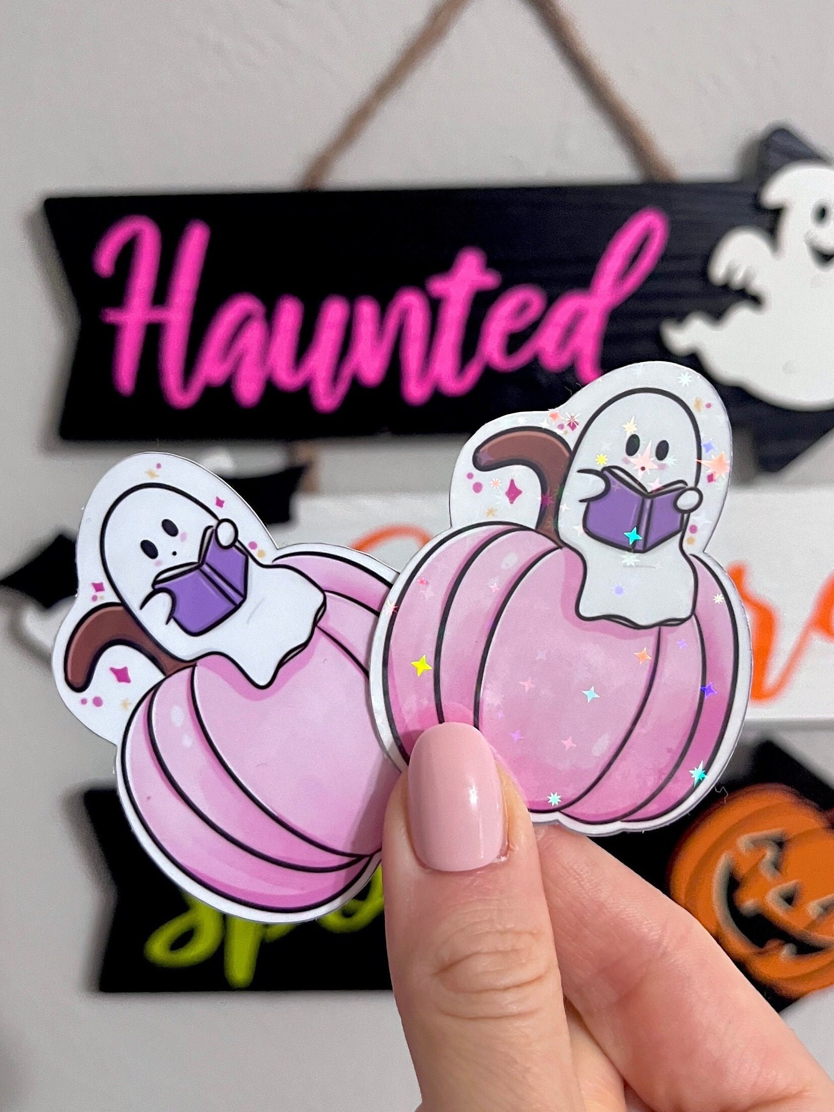 Reading Ghost Vinyl Sticker – Bookish Halloween Water Resistant Decal ...