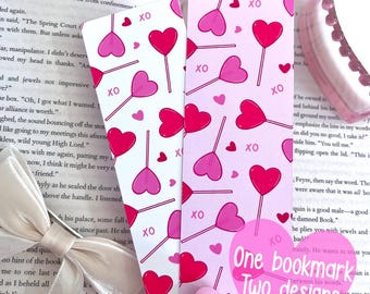 Valentine Lollipop- Book Lover- Romance reader- Pink Bookmark- Bookish gift