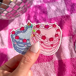 Very Cherry Heart Cake Vinyl Sticker- Laptop Sticker- Waterbottle Sticker- Waterproof Sticker- Halloween sticker