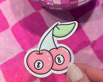 8 Ball Cherry Vinyl Sticker: Waterproof Laptop Decal